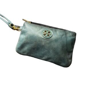 Tory Burch Green Leather Wristlet